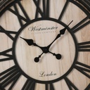 Horloge murale London chiffres romains noir et naturel