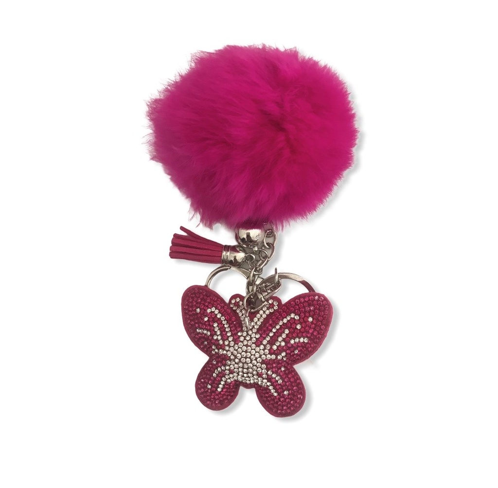 Porte-Clés Papillon Strass Rouge