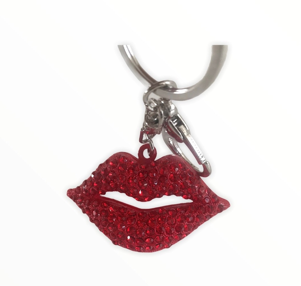 Porte-Clés Bouche Strass Rouge